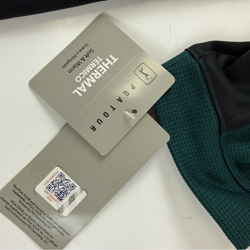 PGA Tour Pullover Quarter Zip Mens XL Green Black Thermal Long Sleeve NWT - Picture 8 of 13